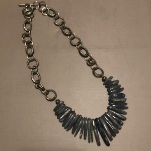 Handmade necklace, blue agate stone accent